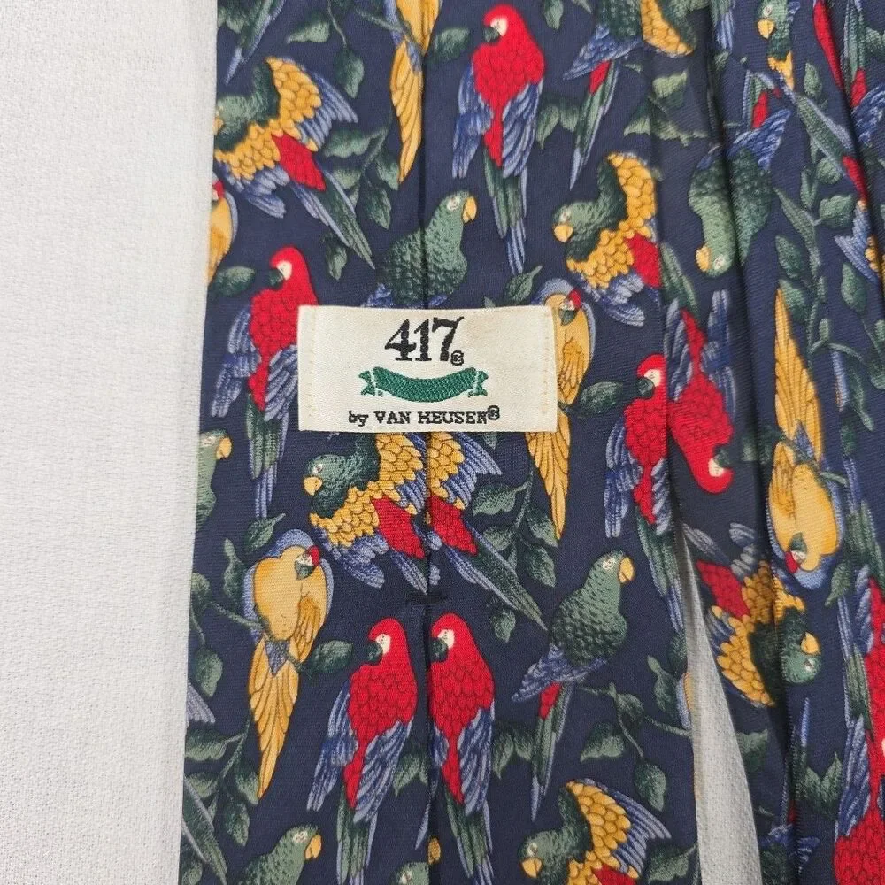 417 by Van Heusen Men's Multicolor Parrot 100% Silk Designer necktie